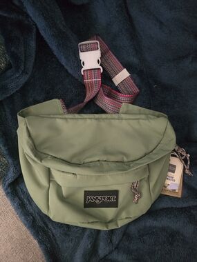 JanSport  Green Waist Pack with Multicolor Strap